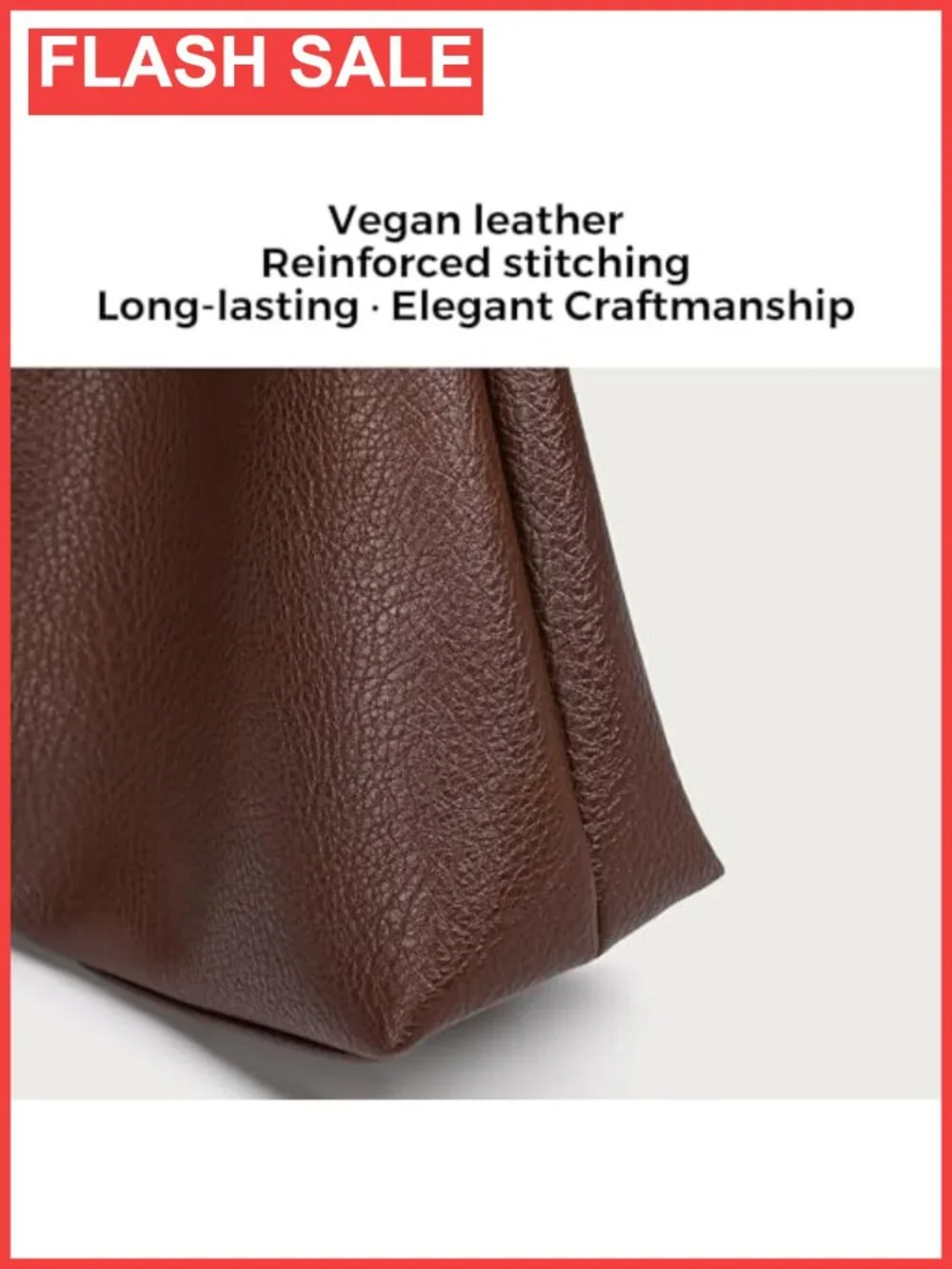 Slouchy Vegan Leather Hobo Shoulder Bag with Zip Pouch & Key Leash